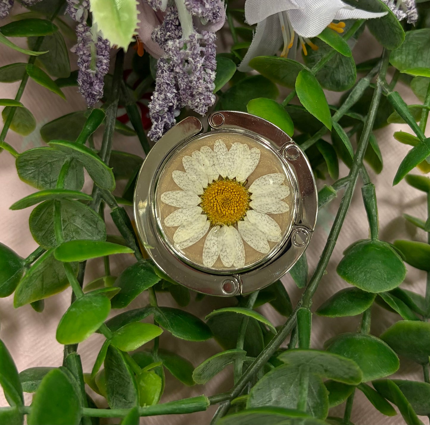 White Floral Purse Holder