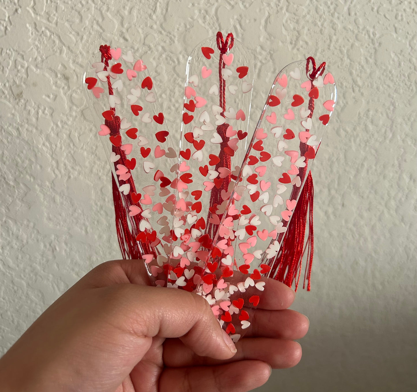 Transparent Confetti Valentine Bookmark