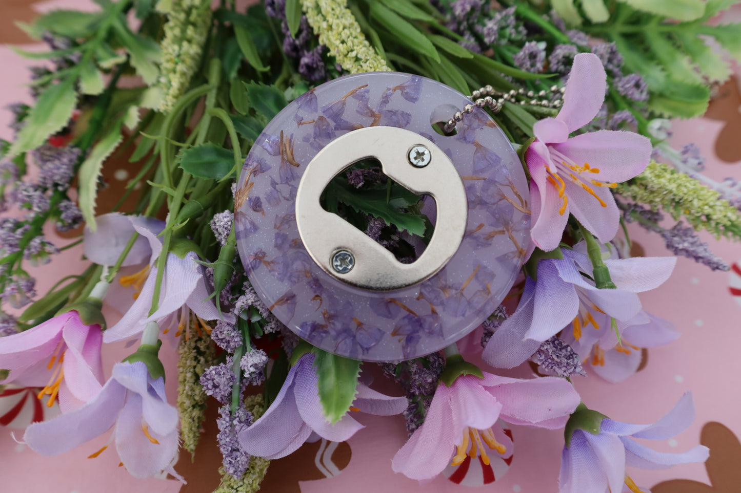 Purple Circle Floral Bottle Opener