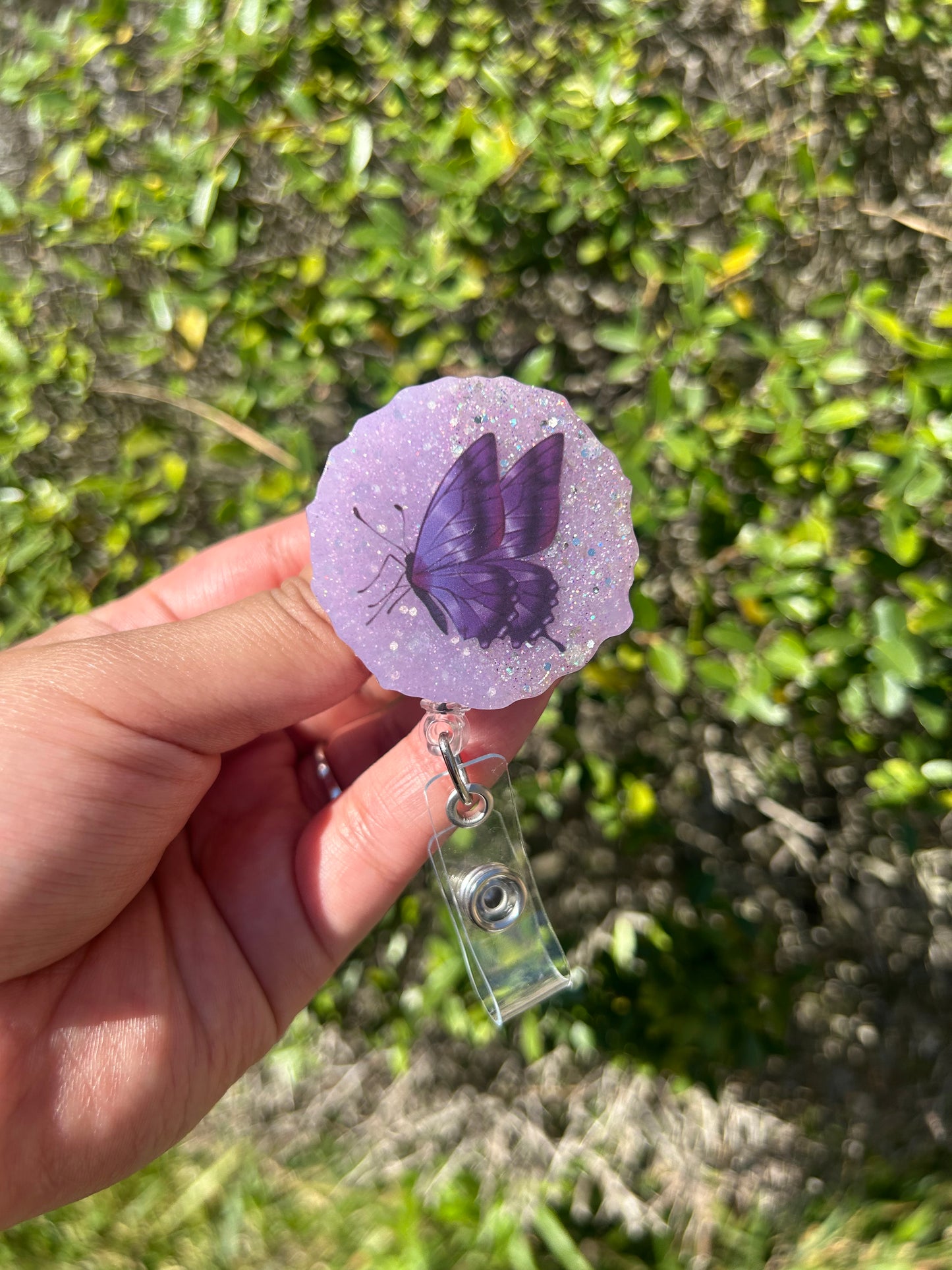 Purple Butterfly Badge Holder
