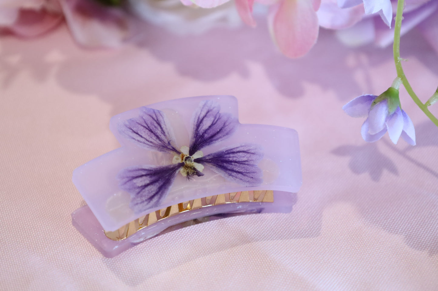 Purple Floral Hair Claw