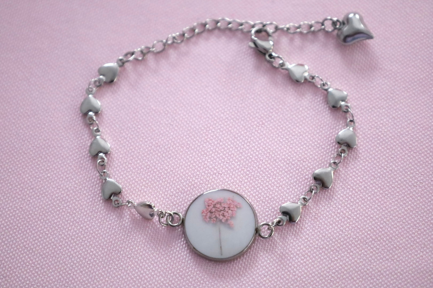 Pink Floral w/ White Bracelet