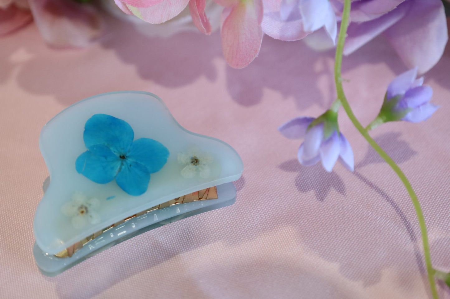 Blue Floral Hair Claw