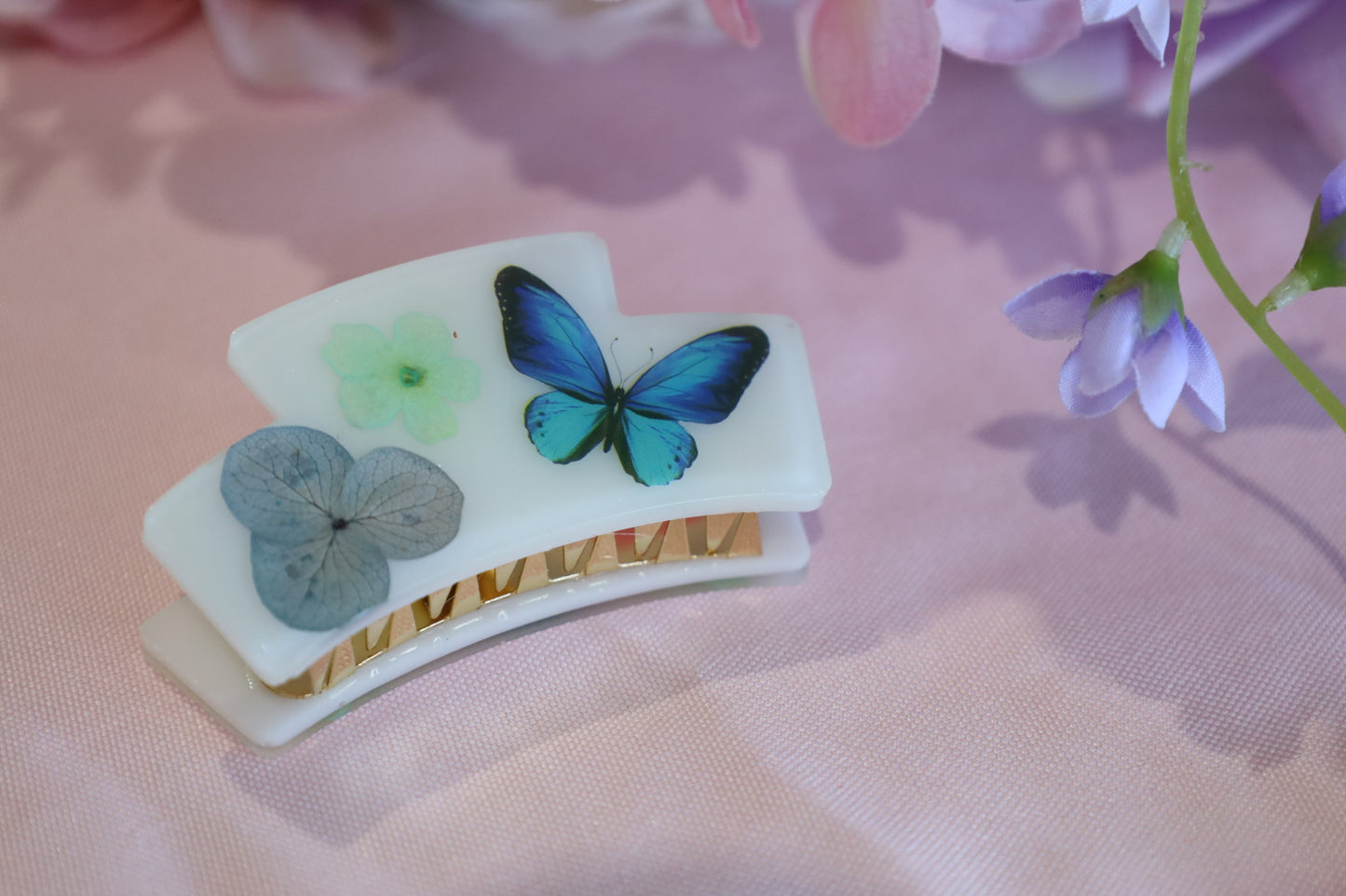 Blue Floral Hair Claw