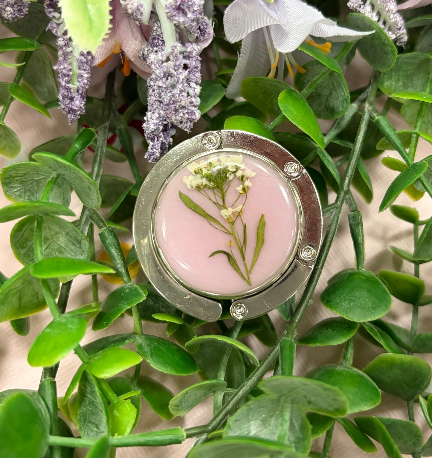 White Floral Purse Holder