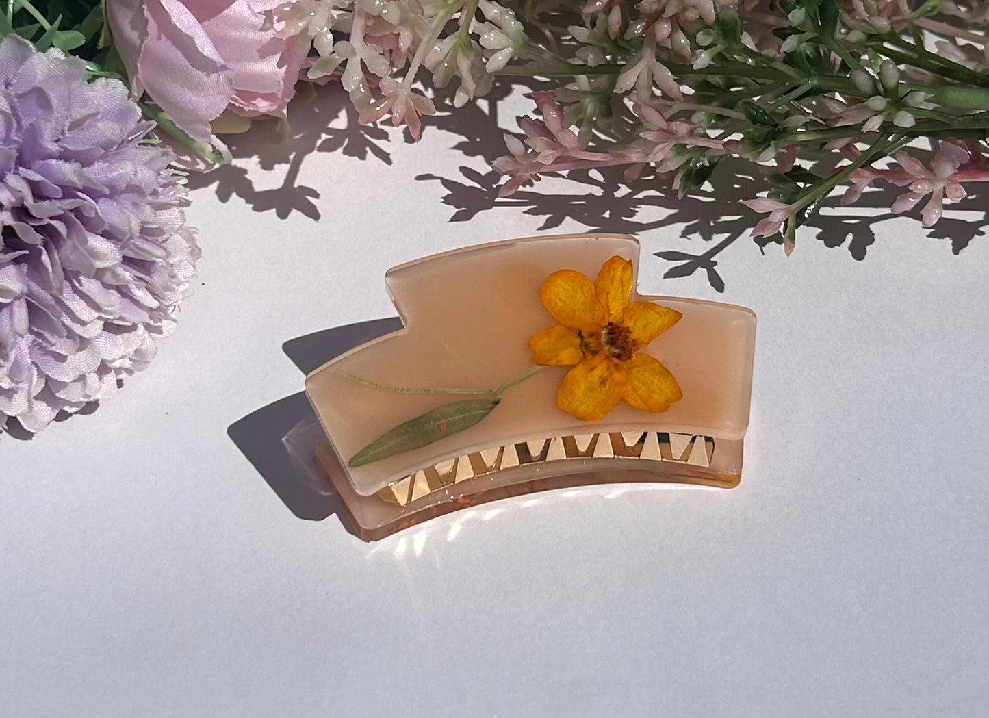 Orange Flower Hair Claw