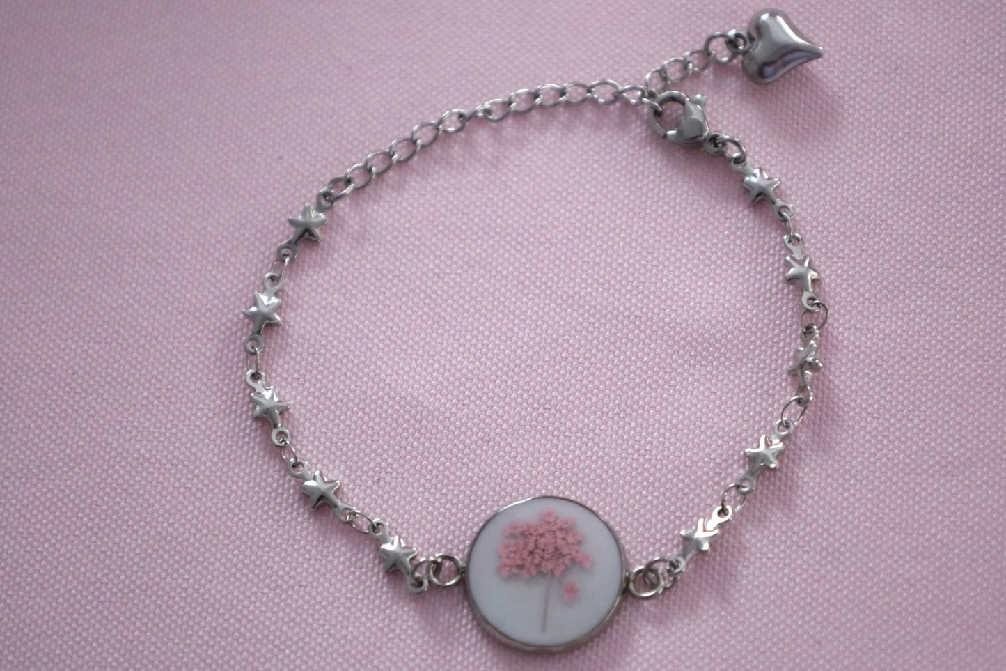 Pink Floral w/ White Bracelet