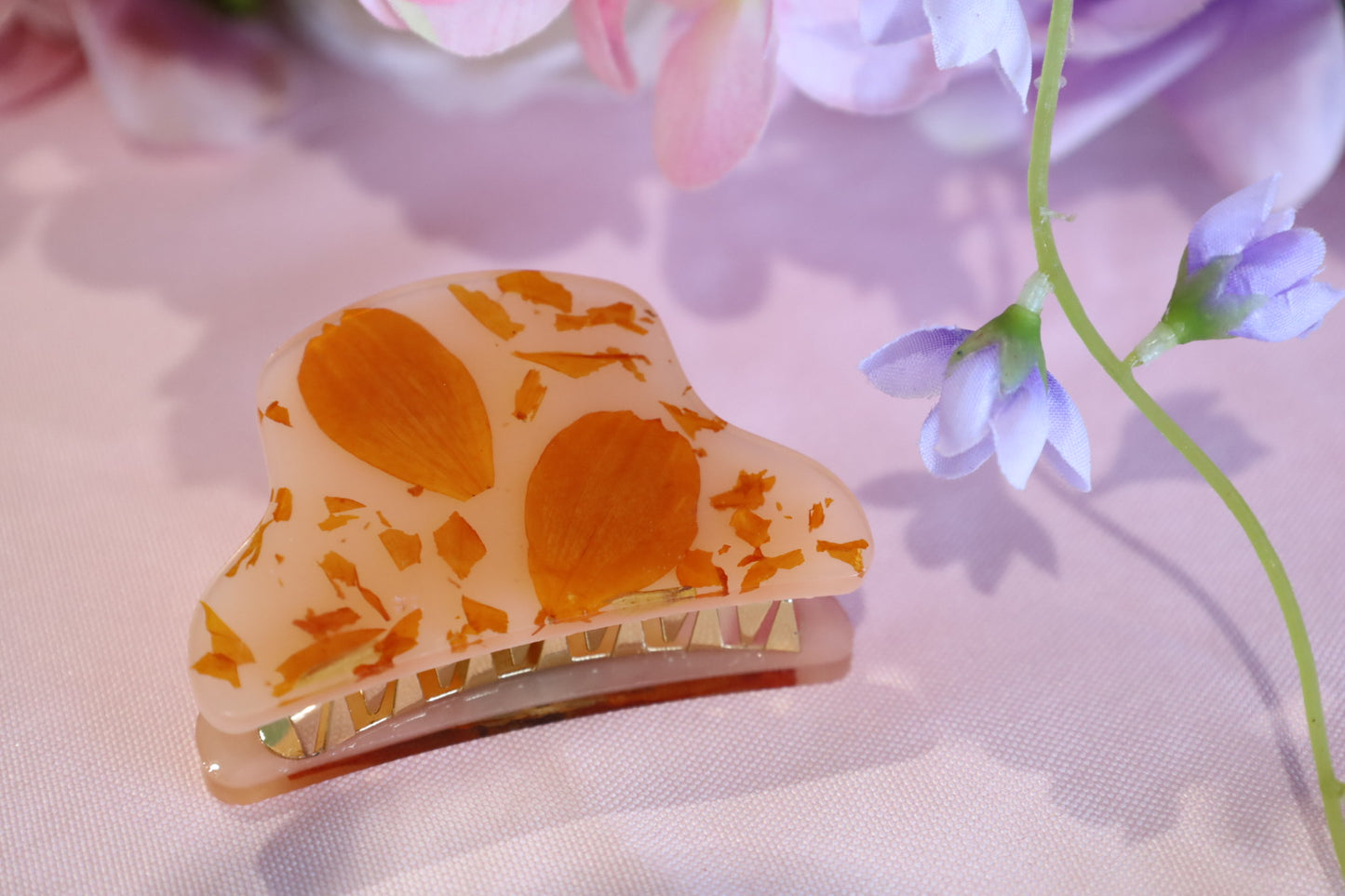 Orange Floral Hair Claw