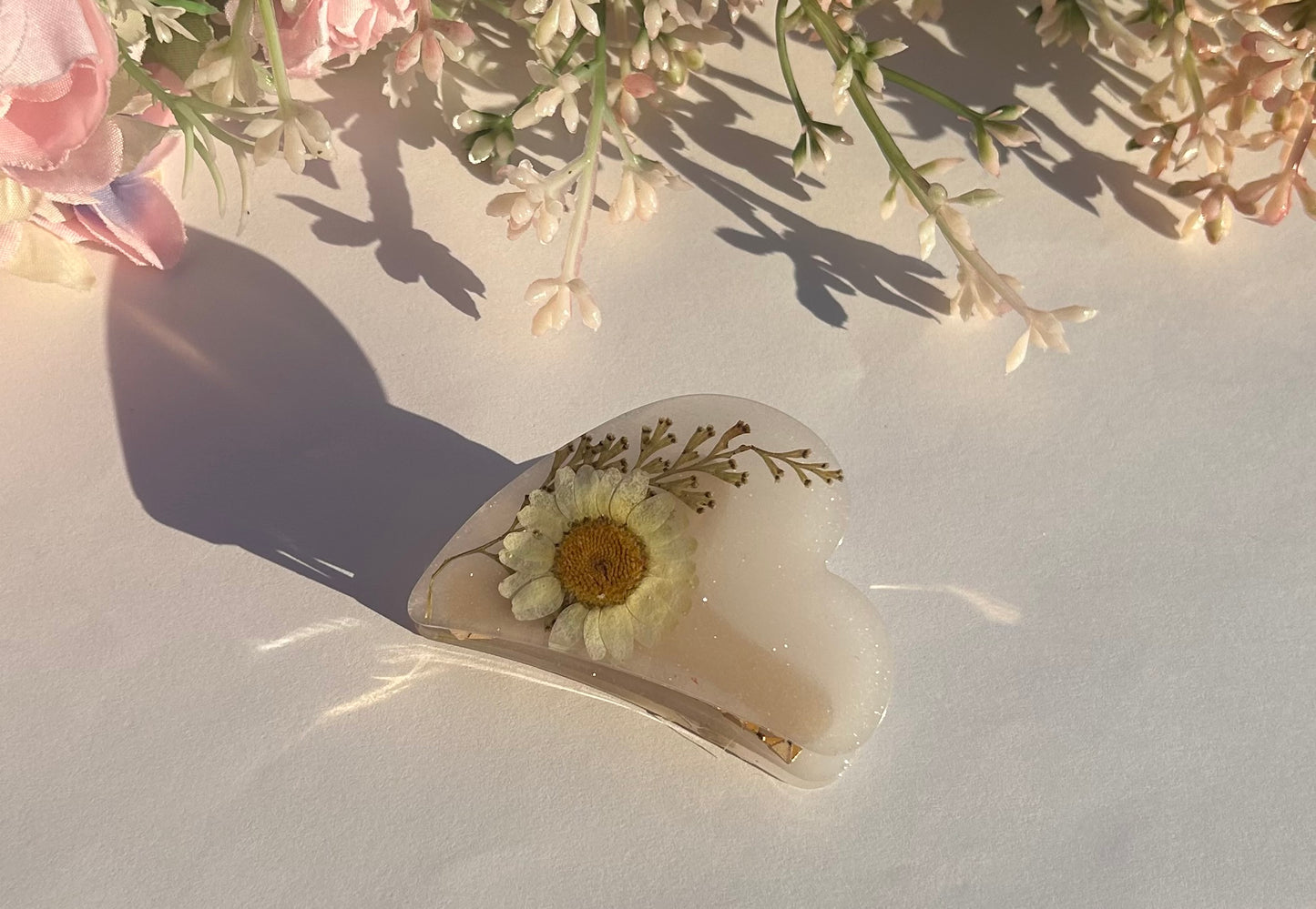 White Floral Hair Claw