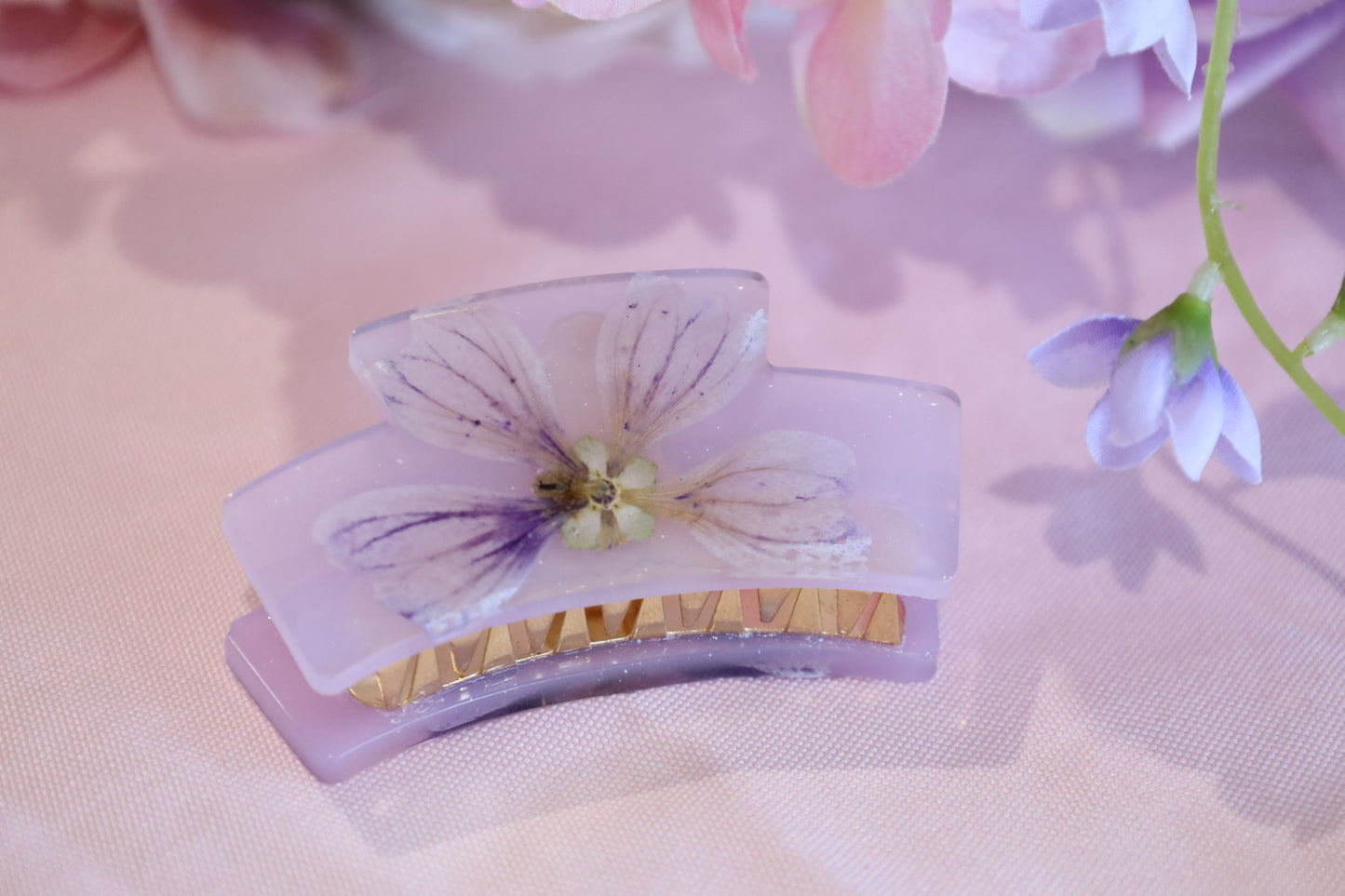 Purple Floral Hair Claw