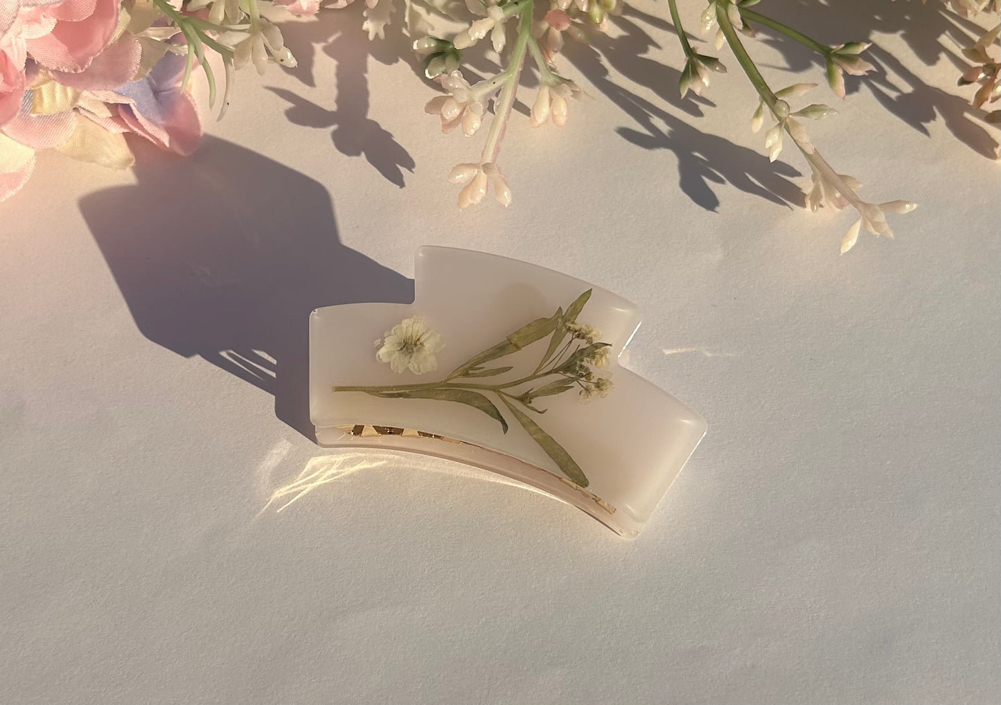 Light Pink Floral Hair Claw