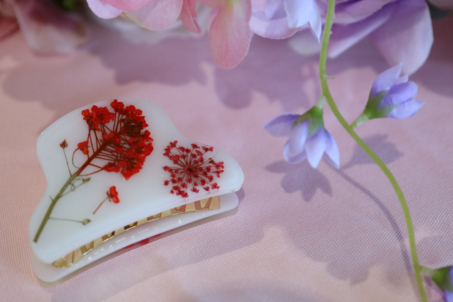 Red Floral Hair Claw
