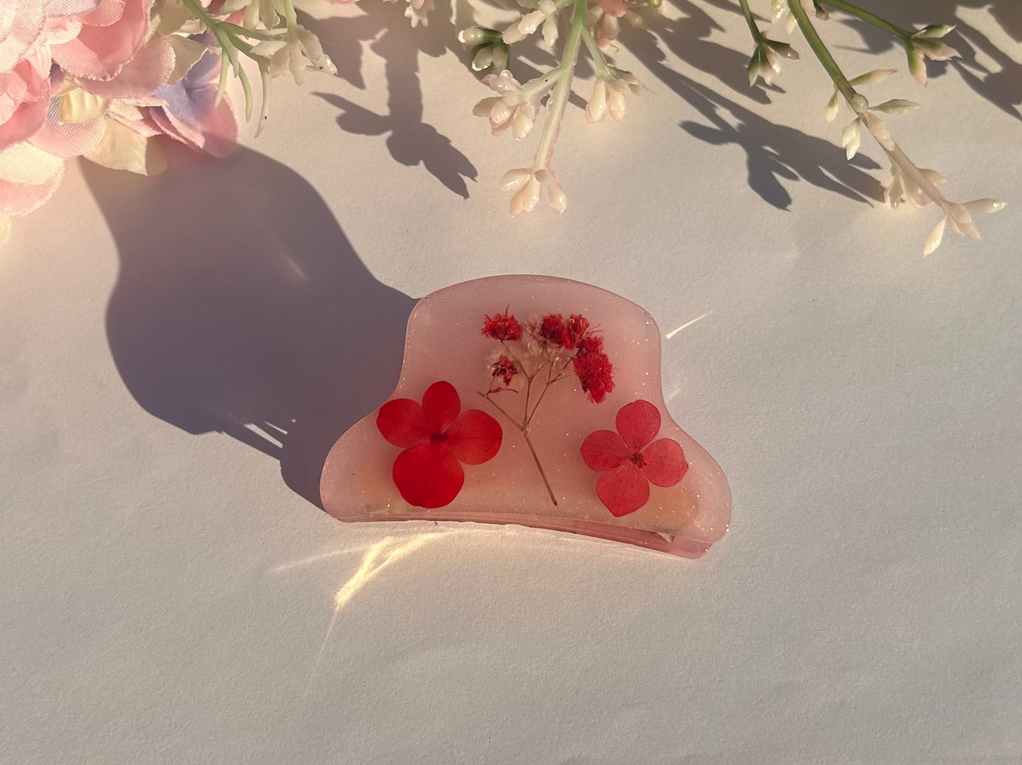 Red Floral Hair Claw