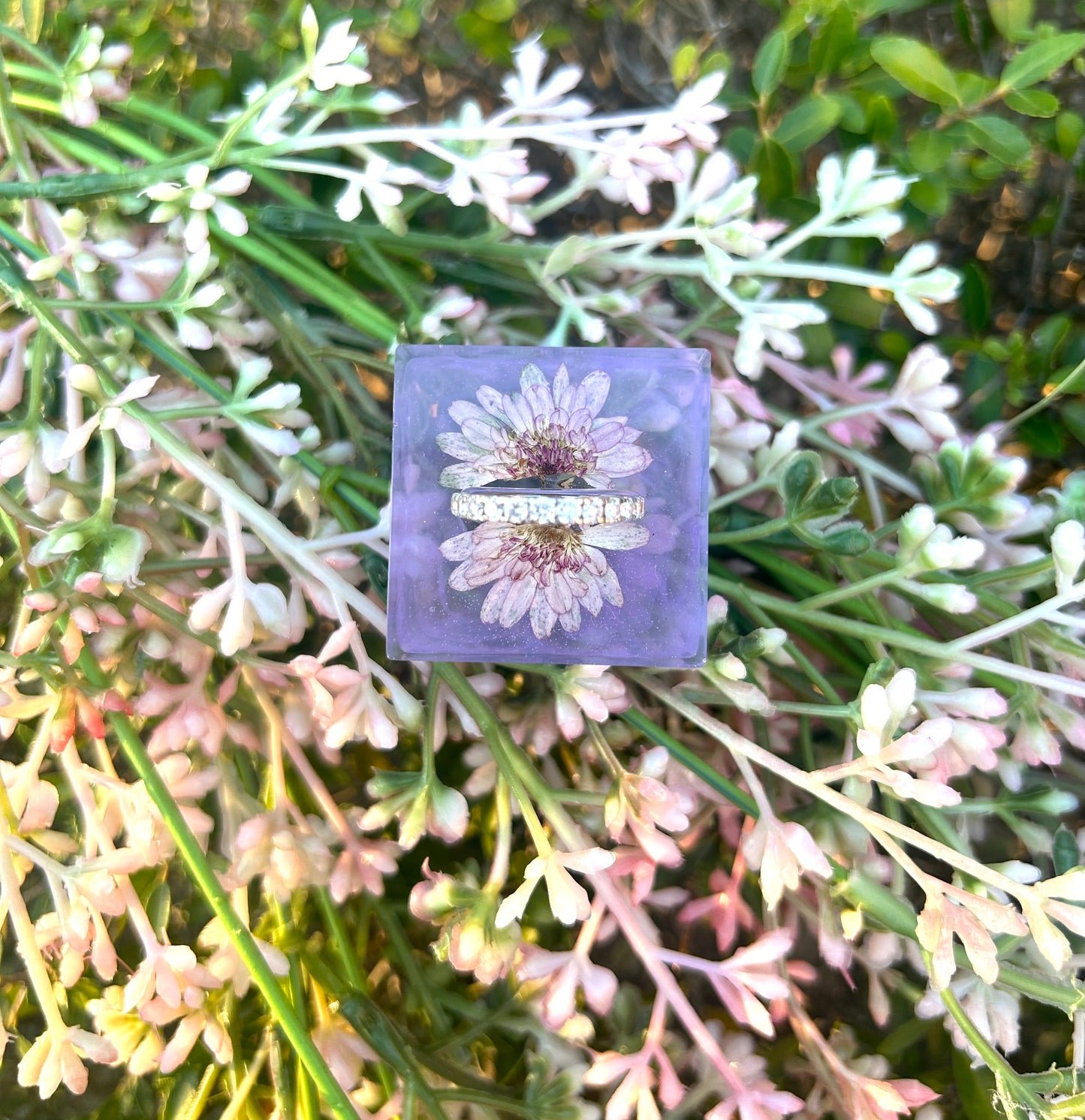 Purple Floral Ring Holder