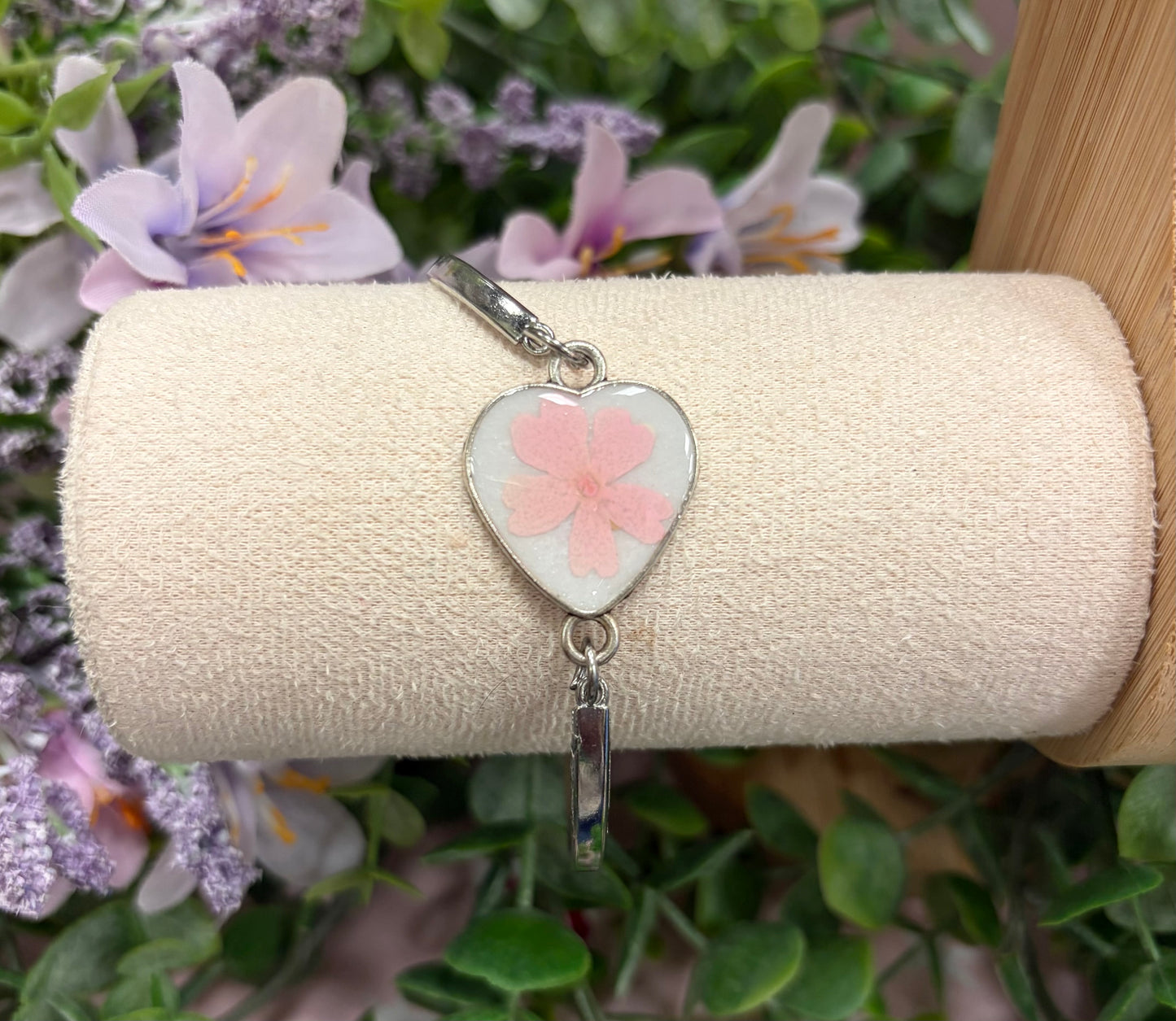 Heart Pink Floral Bracelet