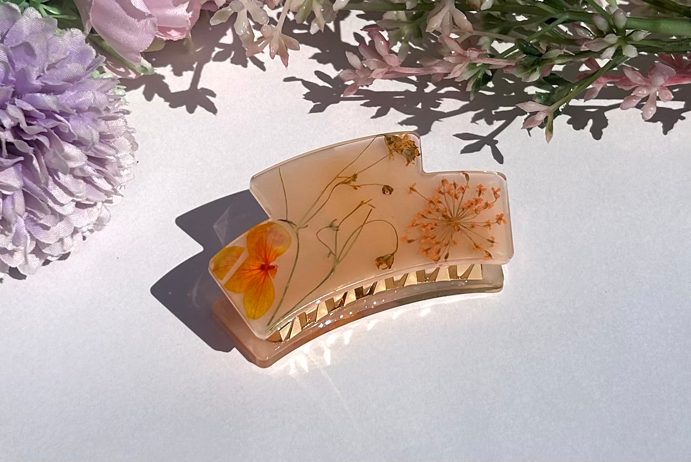 Orange Flower Hair Claw
