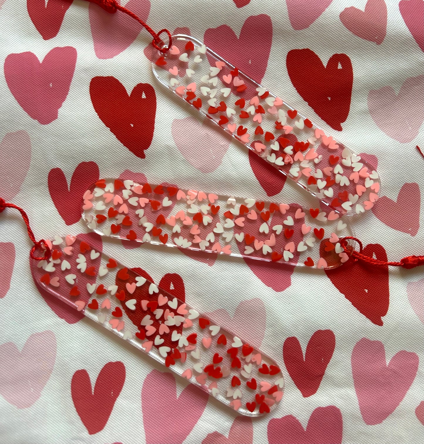 Transparent Confetti Valentine Bookmark