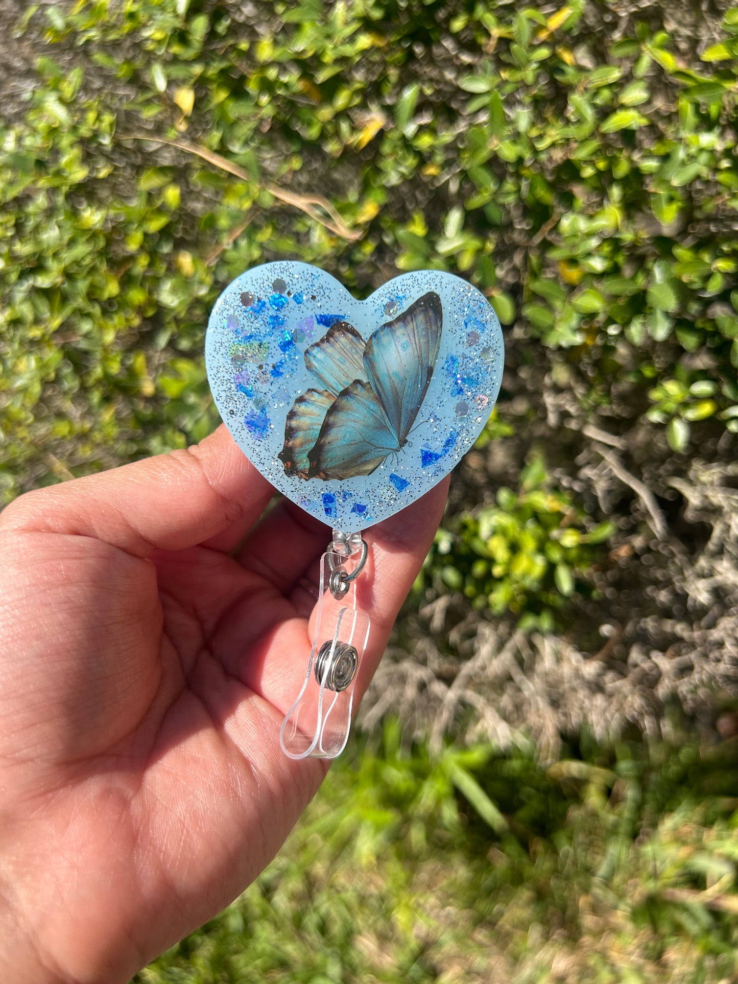 Blue Butterfly Badge Holder