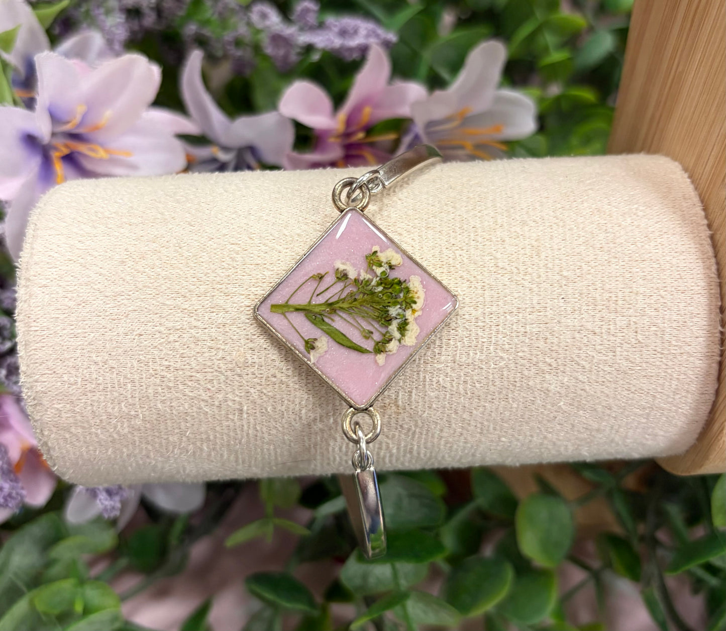 Square White Floral Bracelet