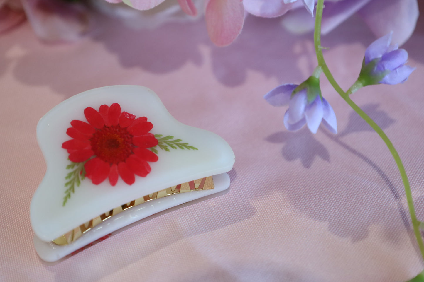 Red Floral Hair Claw
