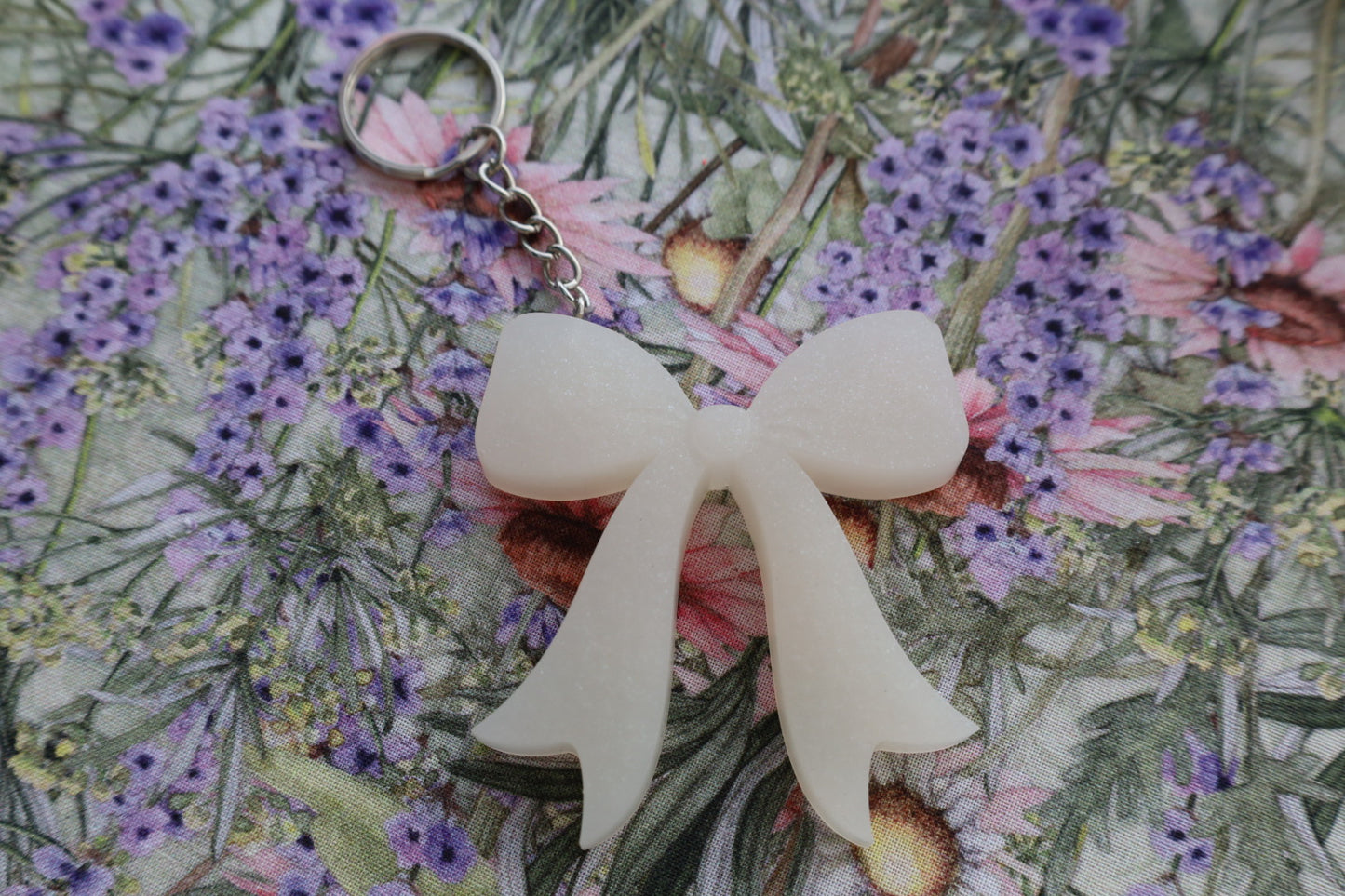 White Matte Bow Keychain