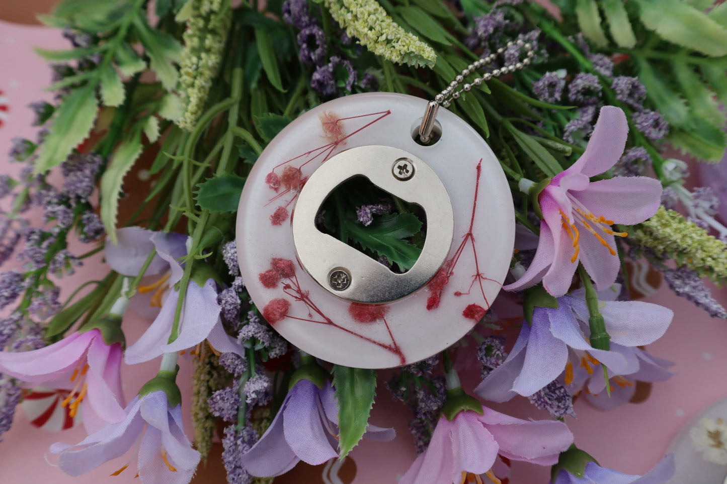 Red Circle Floral Bottle Opener