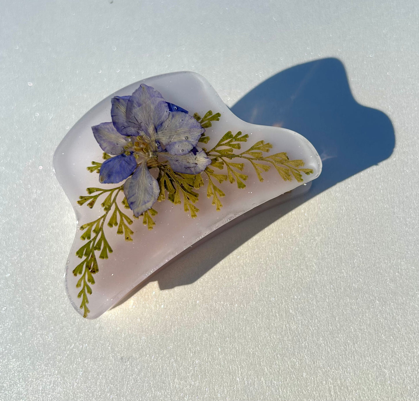 Light Pink w/ Purple Flower Hair Claw