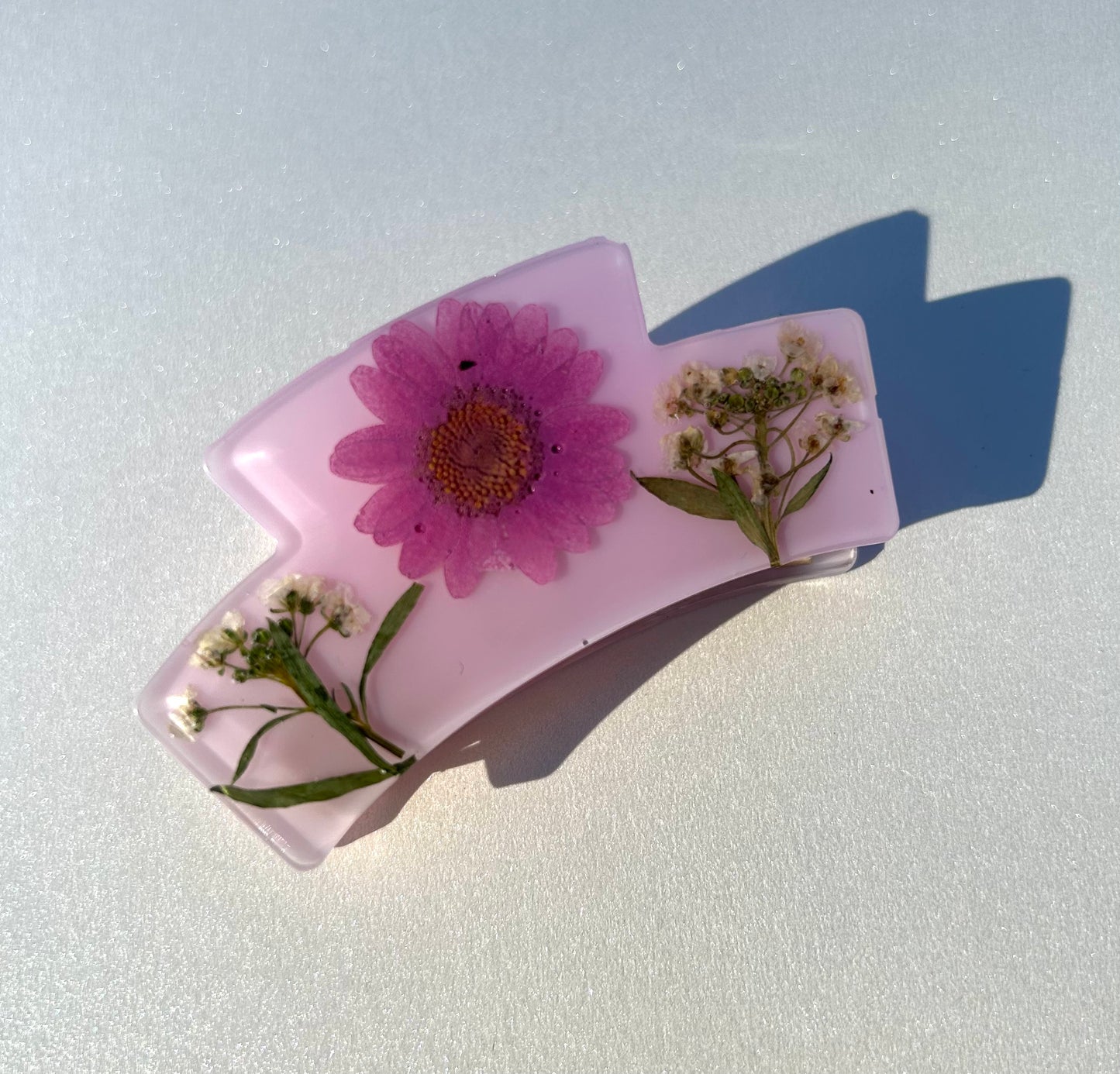 Light Pink w/ Pink Flower Hair Claw
