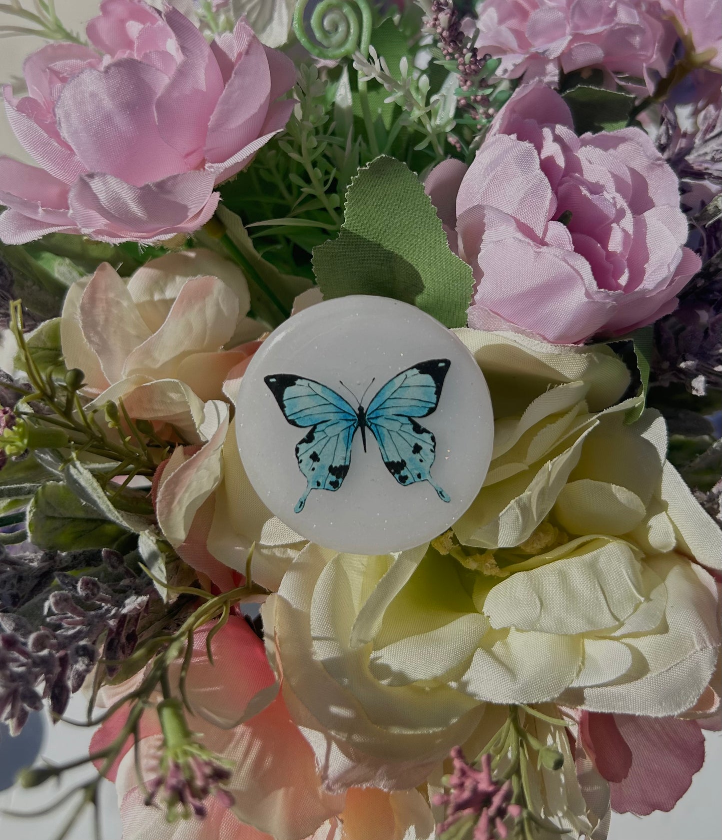 Light Blue Butterfly Phone Pop Grip