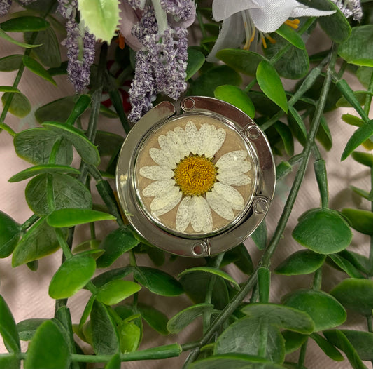 White Floral Purse Holder