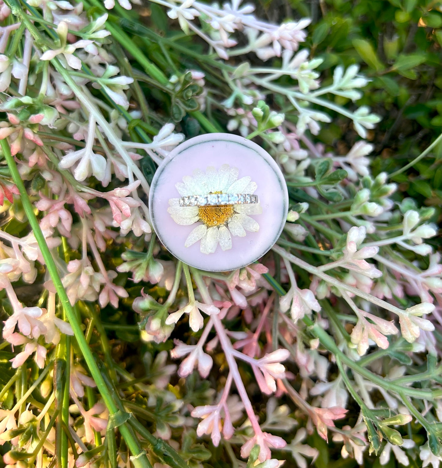 White Floral Ring Holder