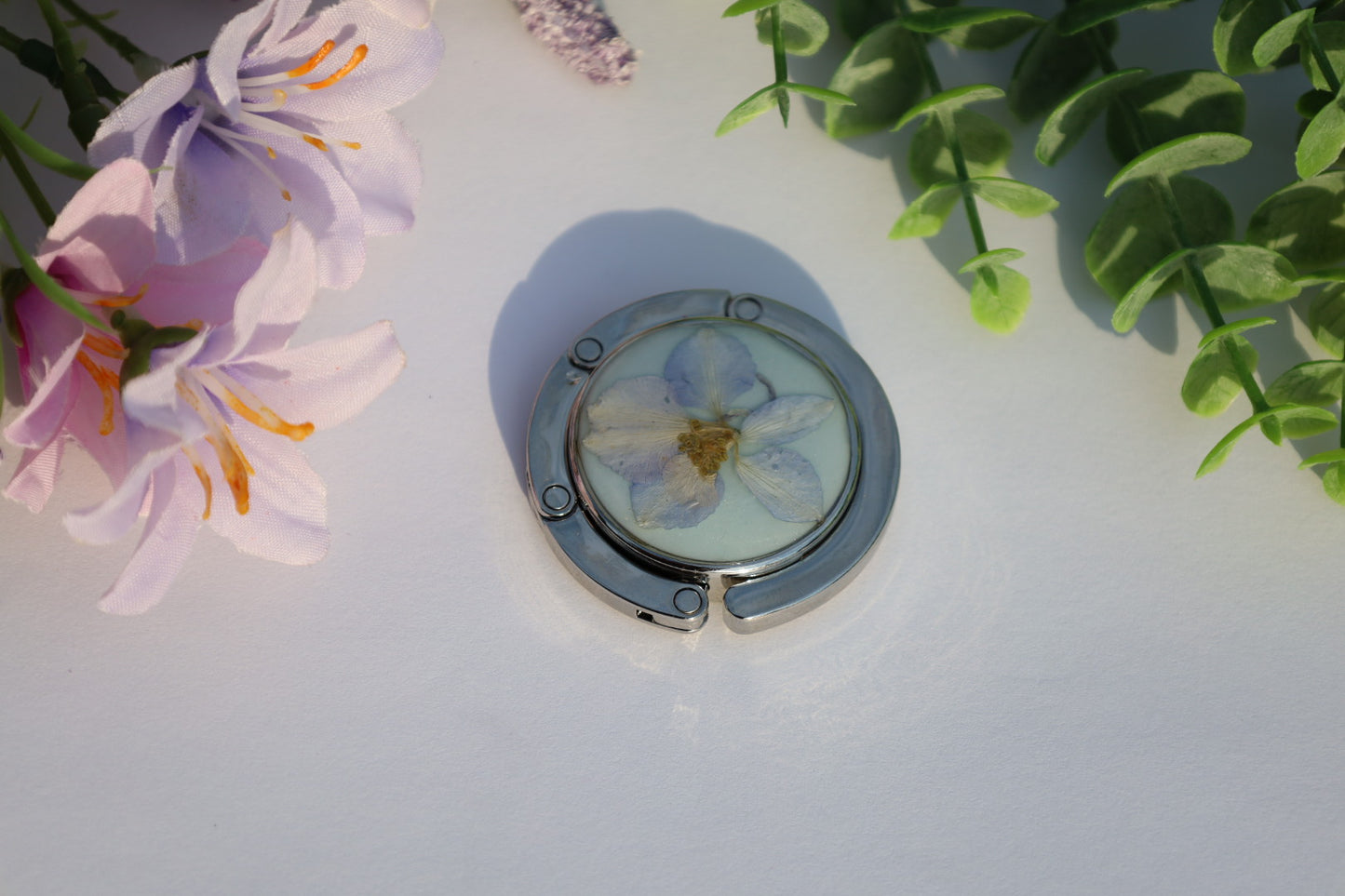 Light Blue Floral Purse Hanger
