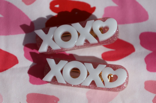 Pink & White Valentine Hair Clip