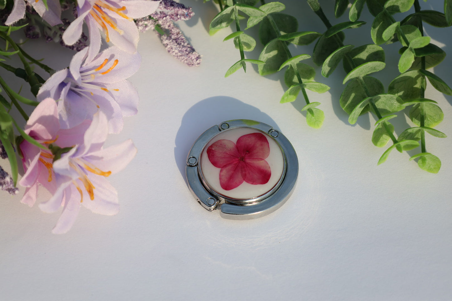 Pink & White Floral Purse Hanger