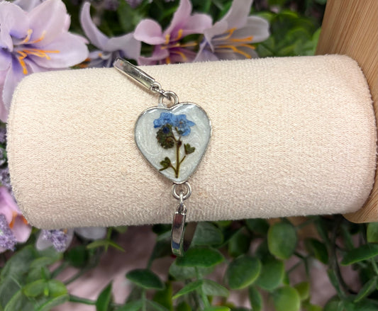 Heart Blue Floral Bracelet