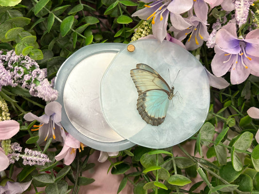 Blue Butterfly Compact Mirror
