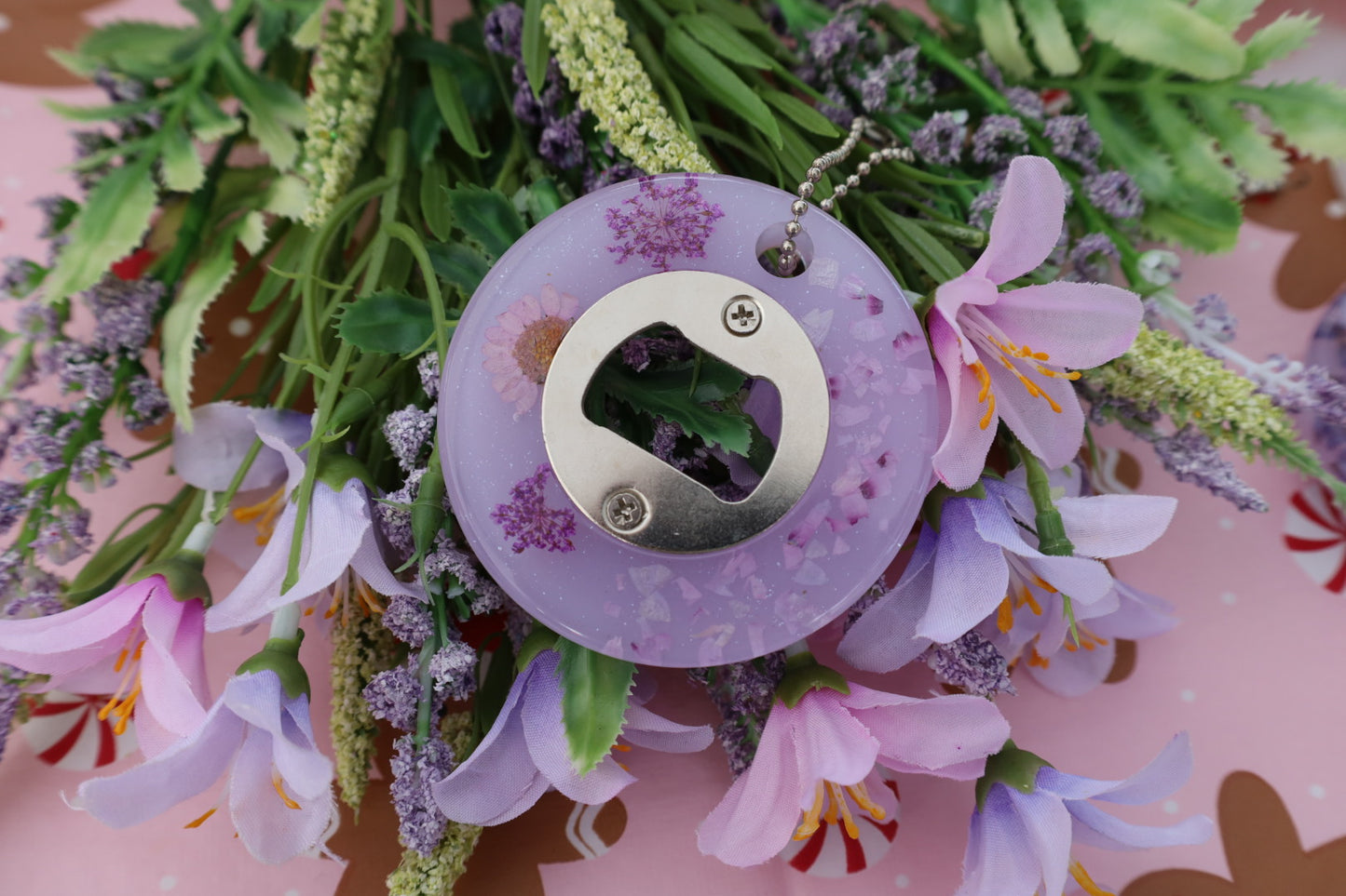 Purple Circle Floral Bottle Opener