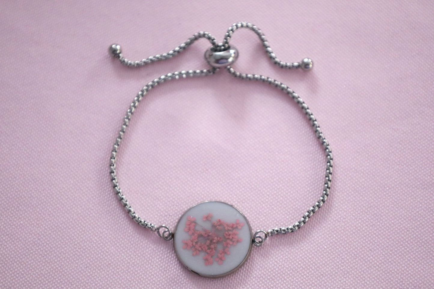 Pink Floral w/ White Bracelet