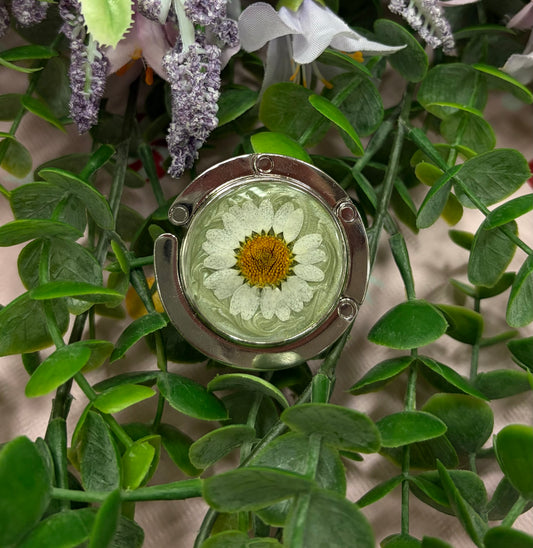 White Floral Purse Holder