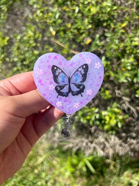 Blue/Purple Butterfly Badge Holder