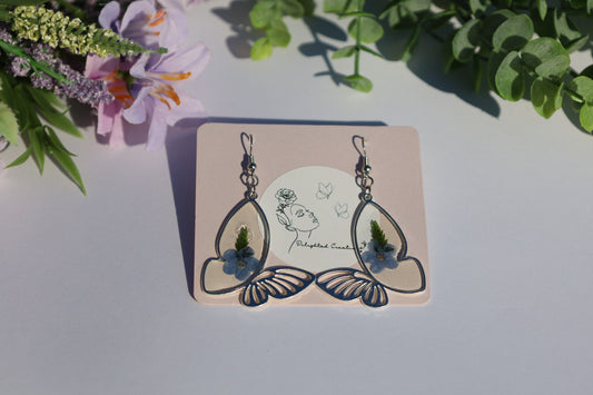 Blue Floral Butterfly Earrings