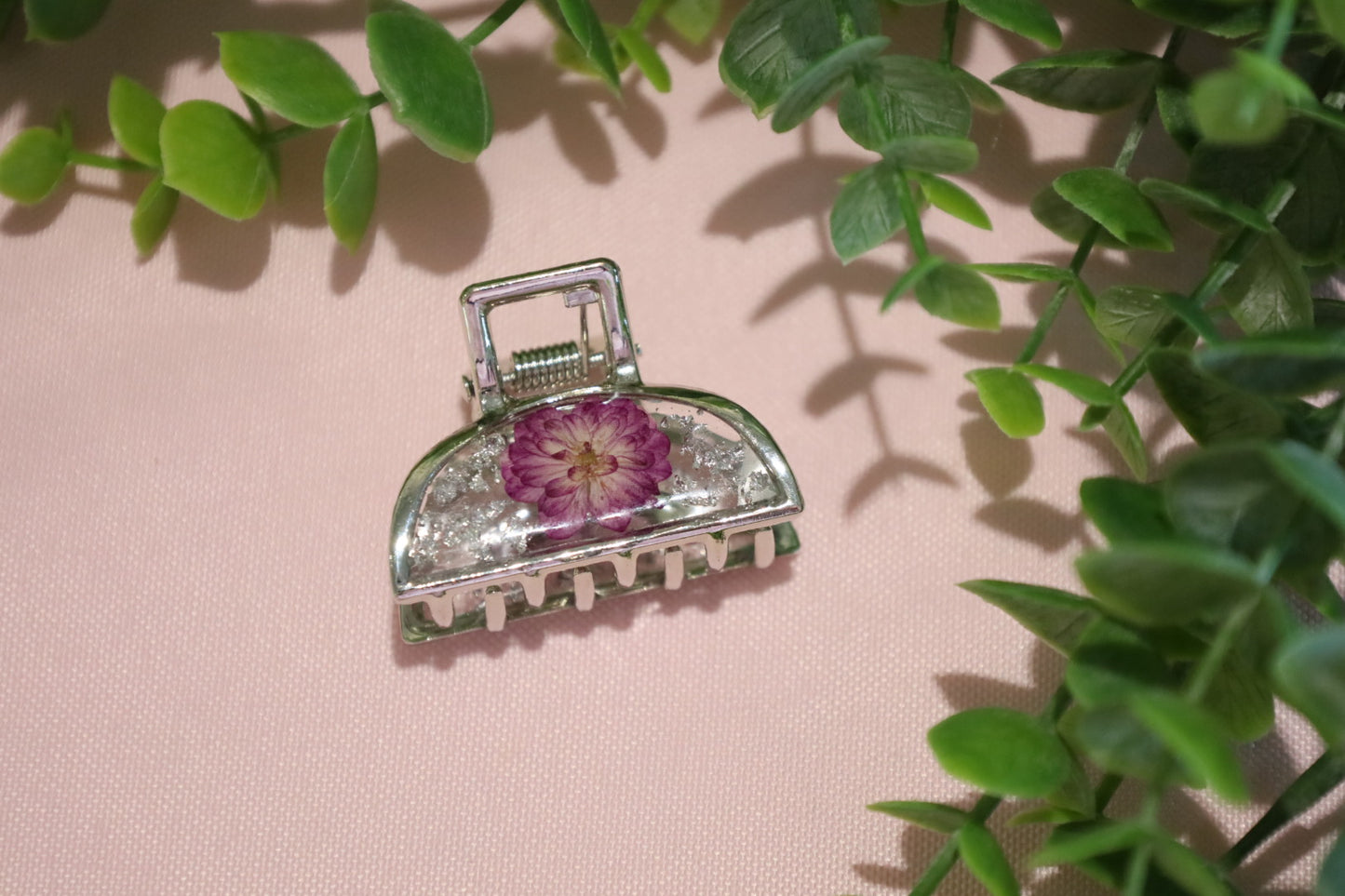 Mini Purple Floral Hair Claw