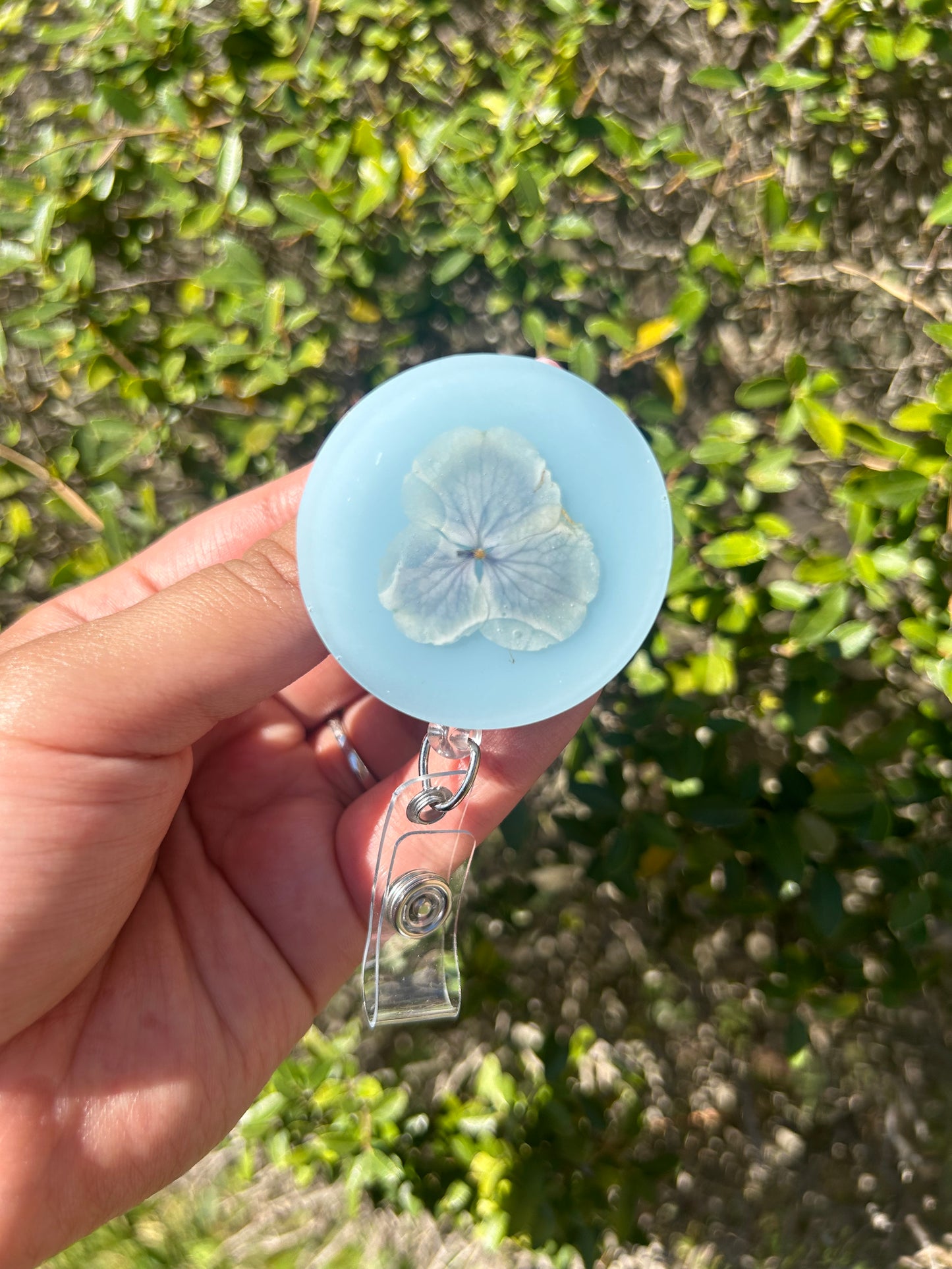 Light Blue Floral Badge Holder