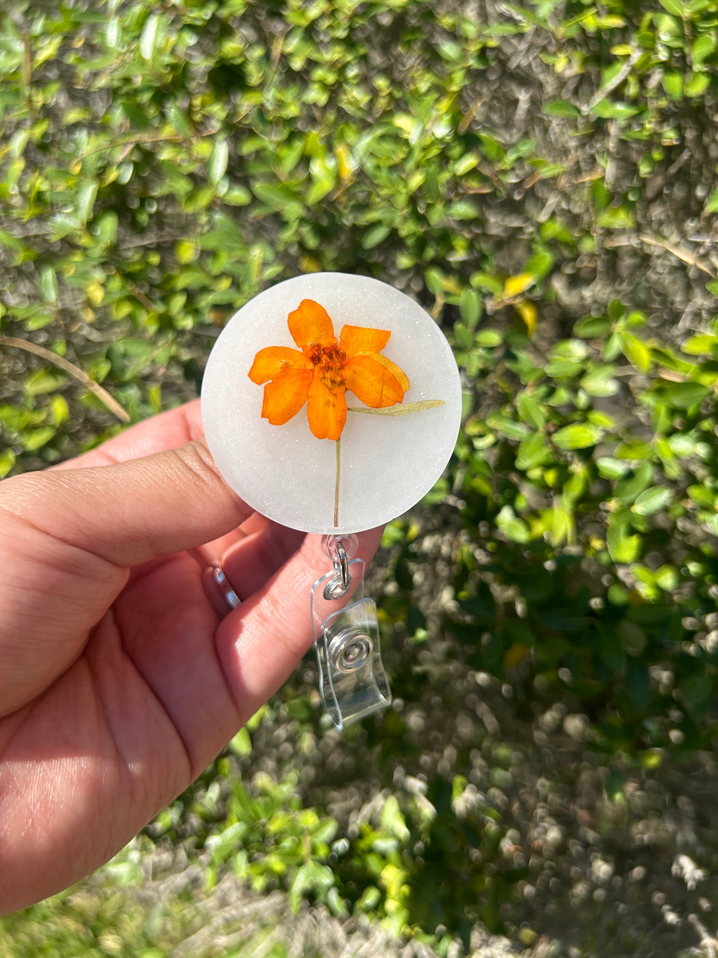 Orange Floral Badge Holder