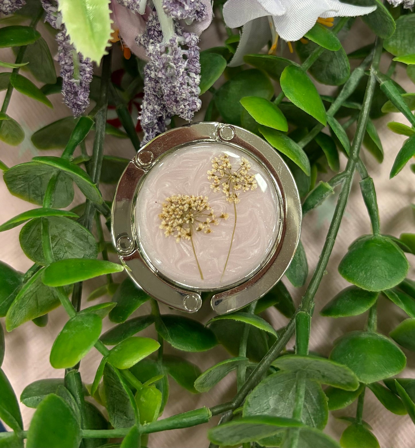 White Floral Purse Holder