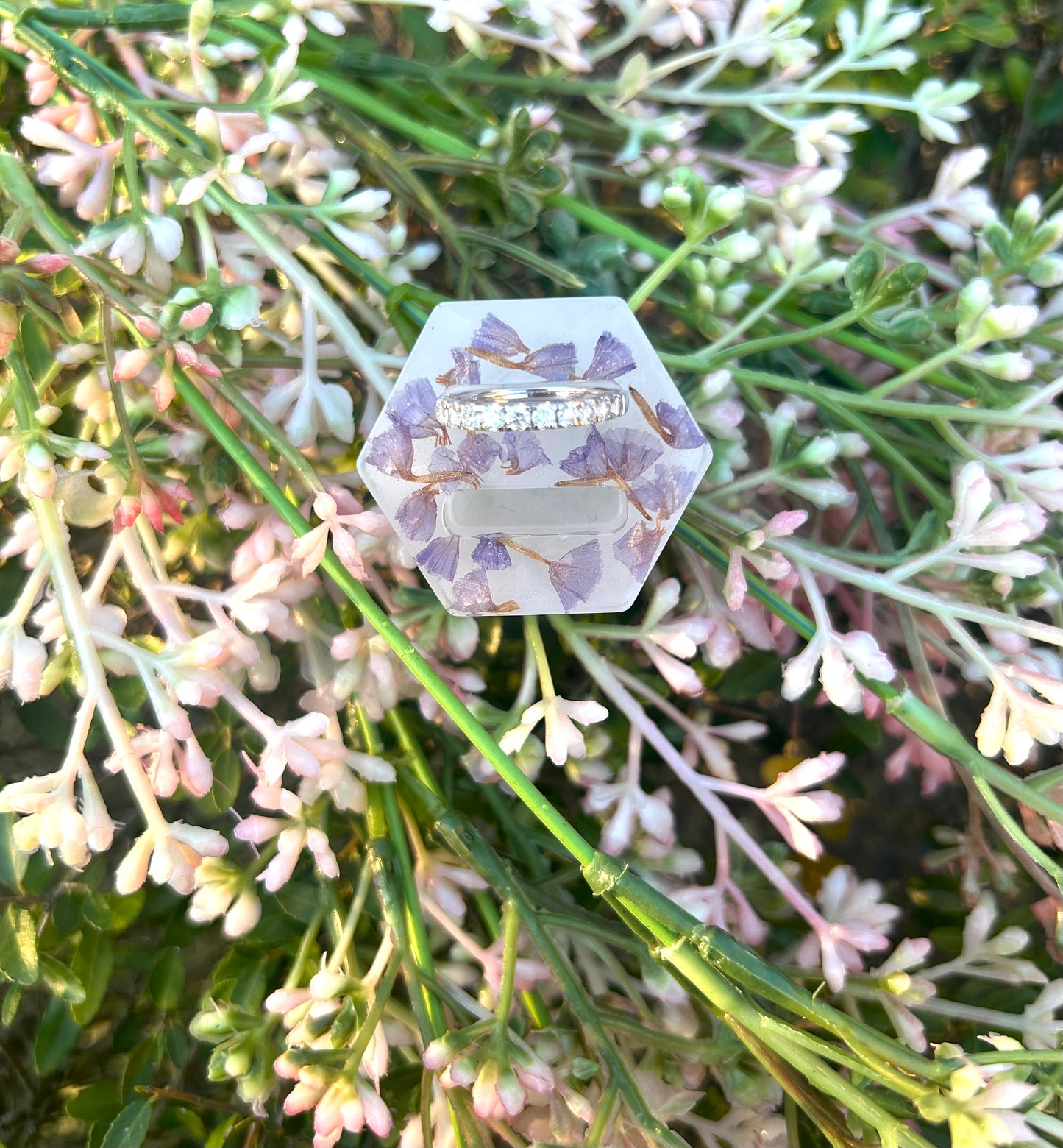 Purple Floral Ring Holder