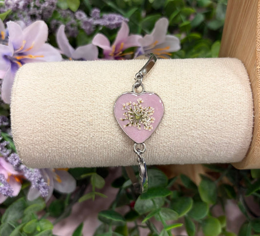 Heart White Floral Bracelet