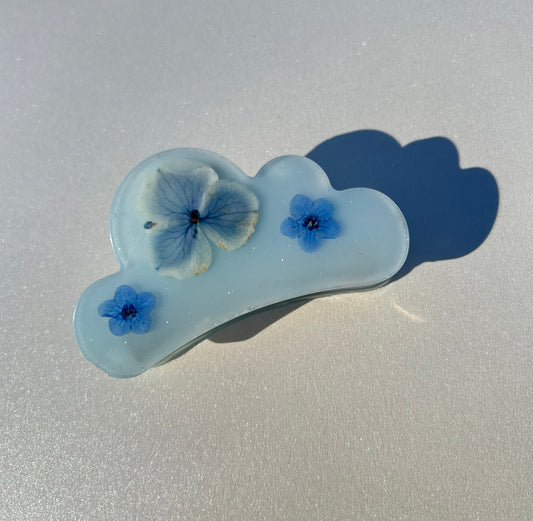 Blue Floral Hair Claw