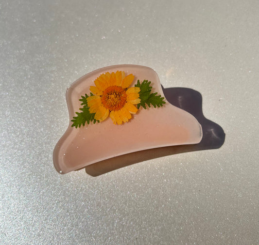 Orange Floral Hair Claw