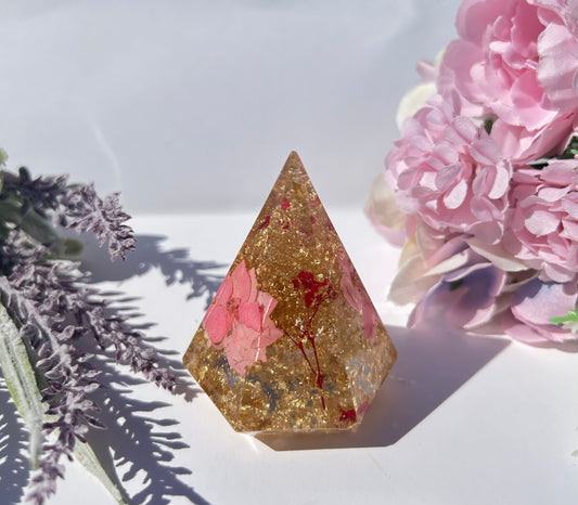 Pink/Gold Flakes Floral Ring Holder